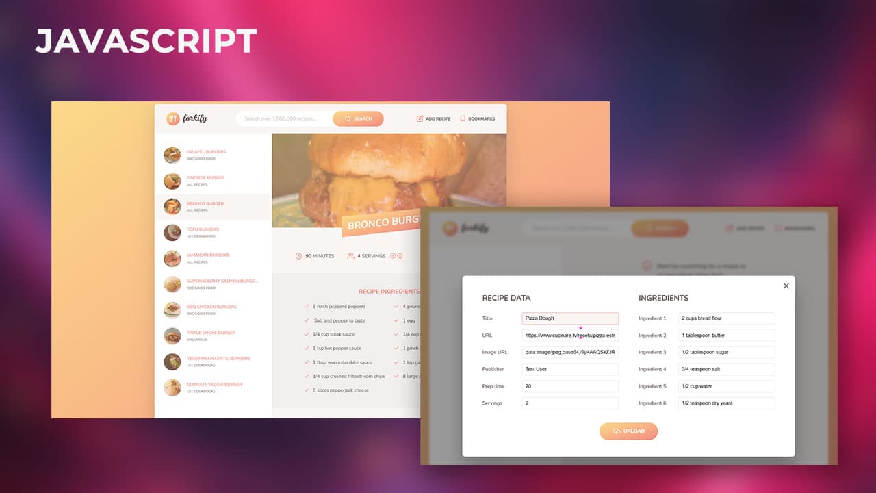 JavaScript app to find and collect recipes